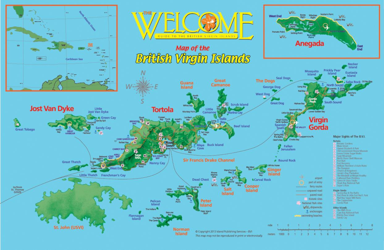 Britské Panenské ostrovy - mapa
