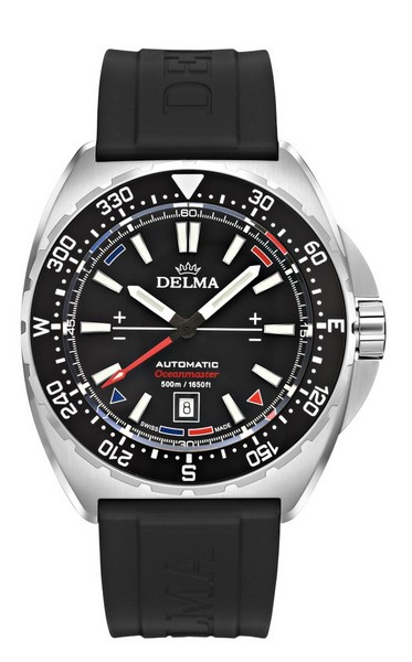 Hodinky Delma Oceanmaster Automatic s černou lunetou a pryžovým řemínkem