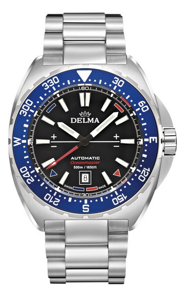 Hodinky Delma Oceanmaster Automatic s modrou lunetou a ocelovým řemínkem