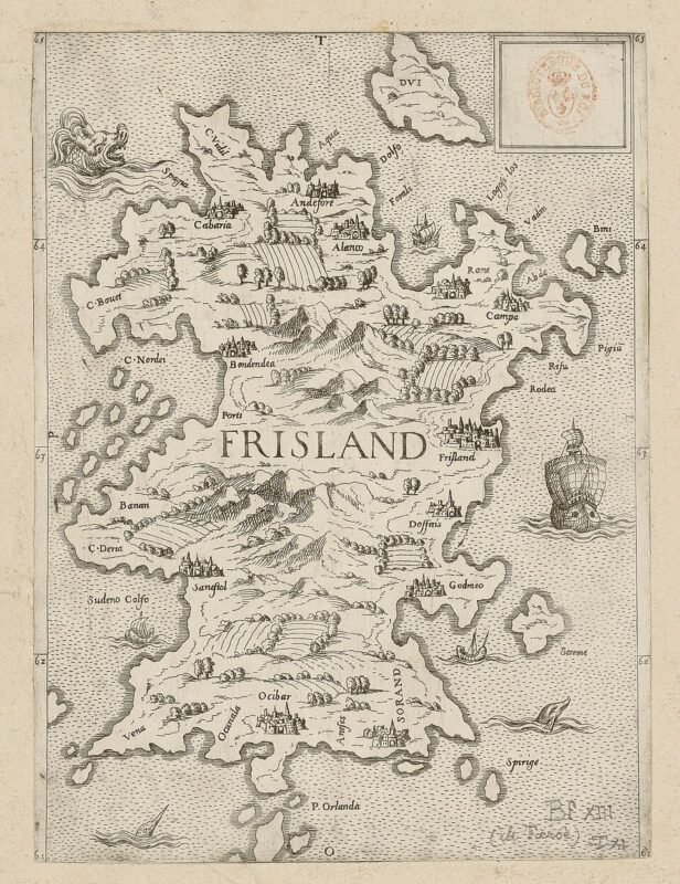Mapa fiktivního ostrova Frisland (1562)