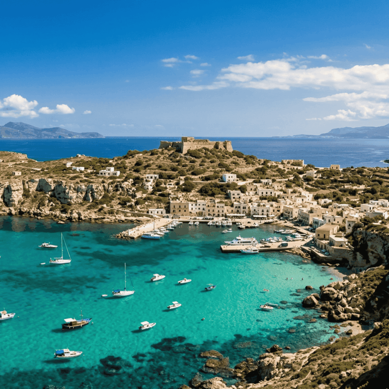 Egadské ostrovy - město s přístavem