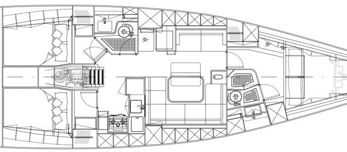 Plachetnice Italia Yachts 14.98 - vnitřní rozložení