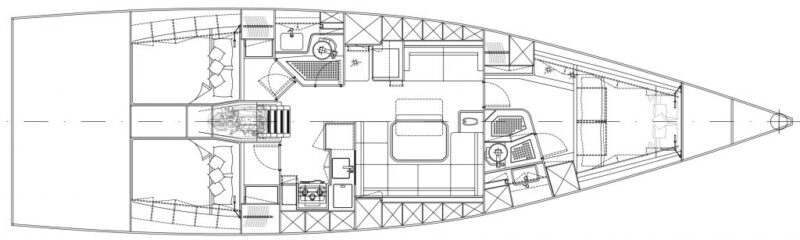 Plachetnice Italia Yachts 14.98 - vnitřní rozložení