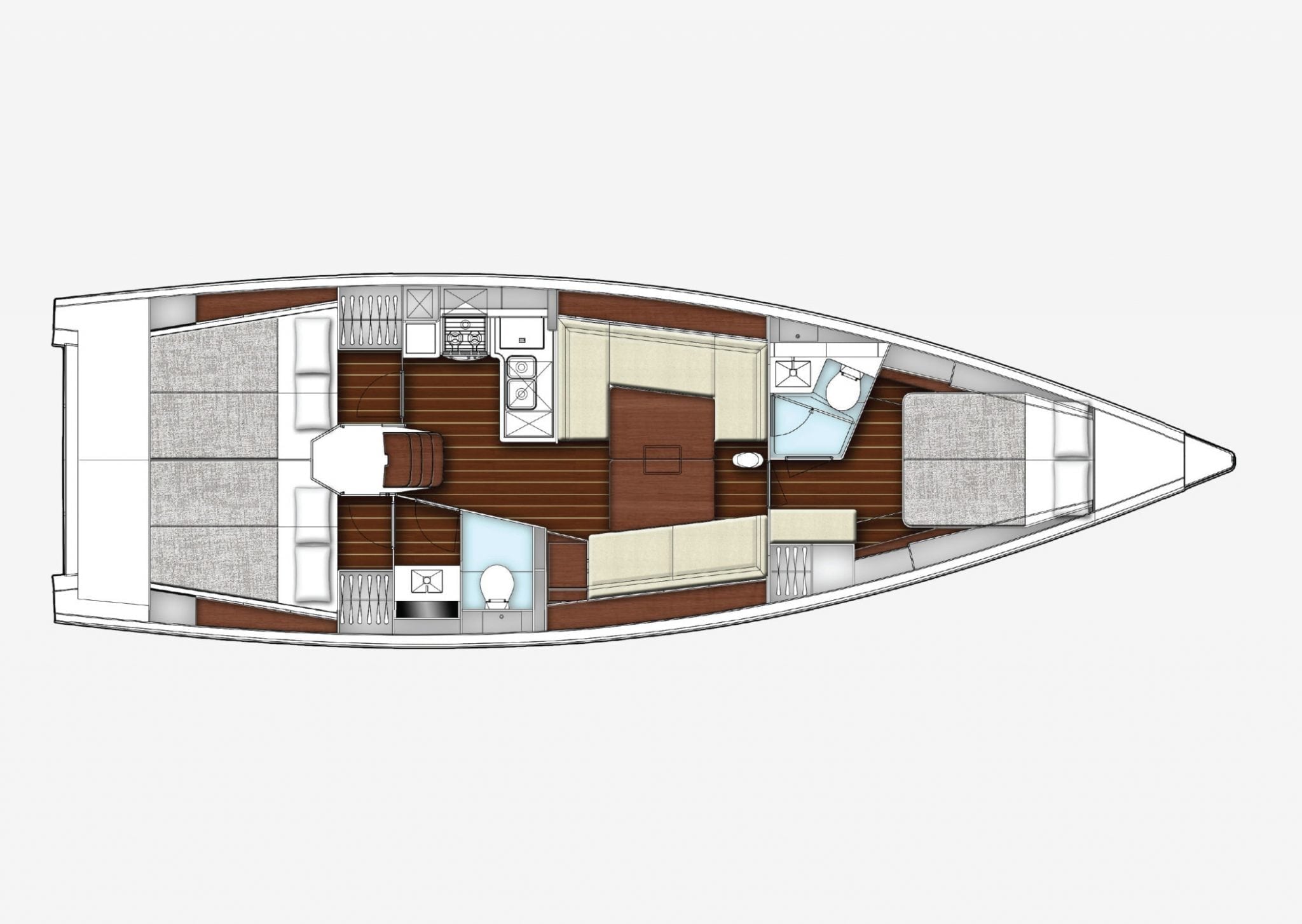 Plachetnice X-Yachts X-43 - plánek interiér